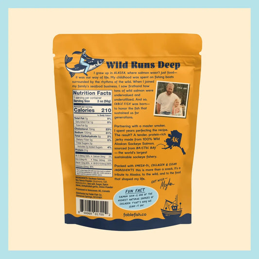 Sea Salt Wild Alaskan Sockeye Salmon Jerky (64 ct case)